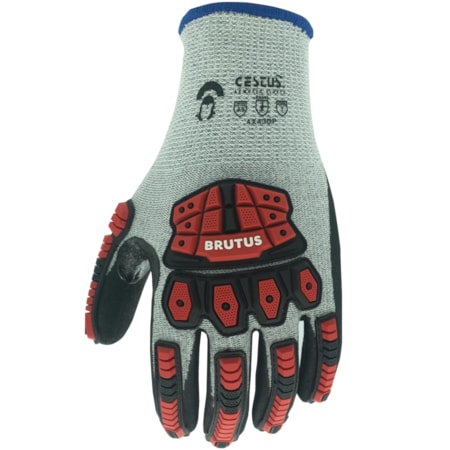 Cestus ANSI Cut A9 Impact Gloves, Nitrile Coated, Gel Padded, 13G HPPE, L, PR 3408-L